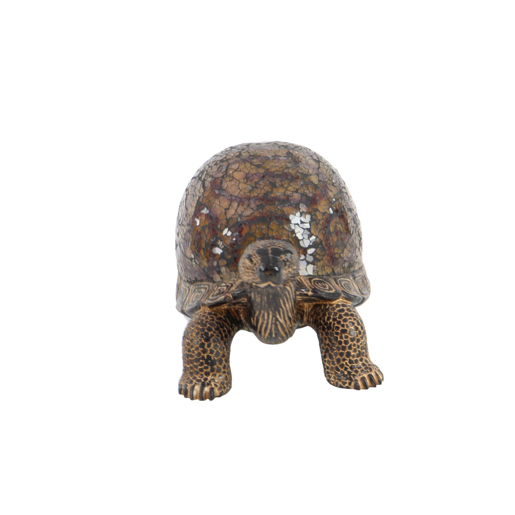 Brown Polystone Coastal Sculpture, Turtle 6" x 11" x 6"